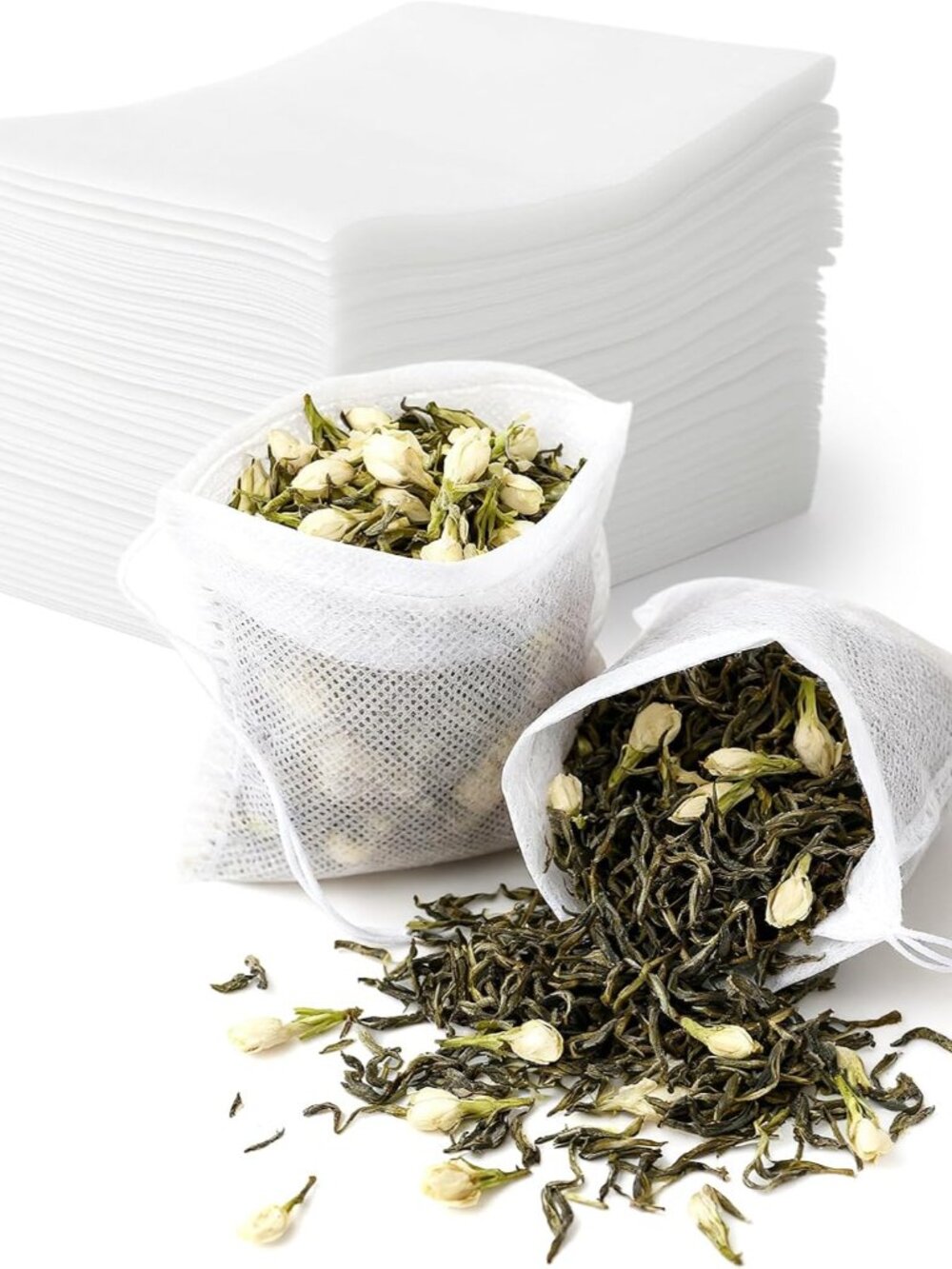 100 Pack Disposable Tea Filter Bags Empty Muslin Drawstring Seal Filter Tea Bags